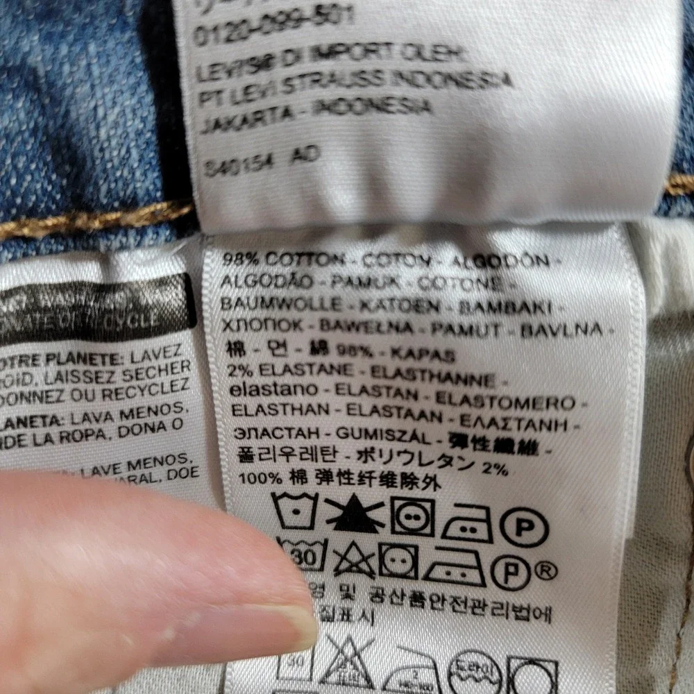 Levi 511 Slim Jeans Mens 32x32 Blue Good Distressed Light Wash Stretch Denim
